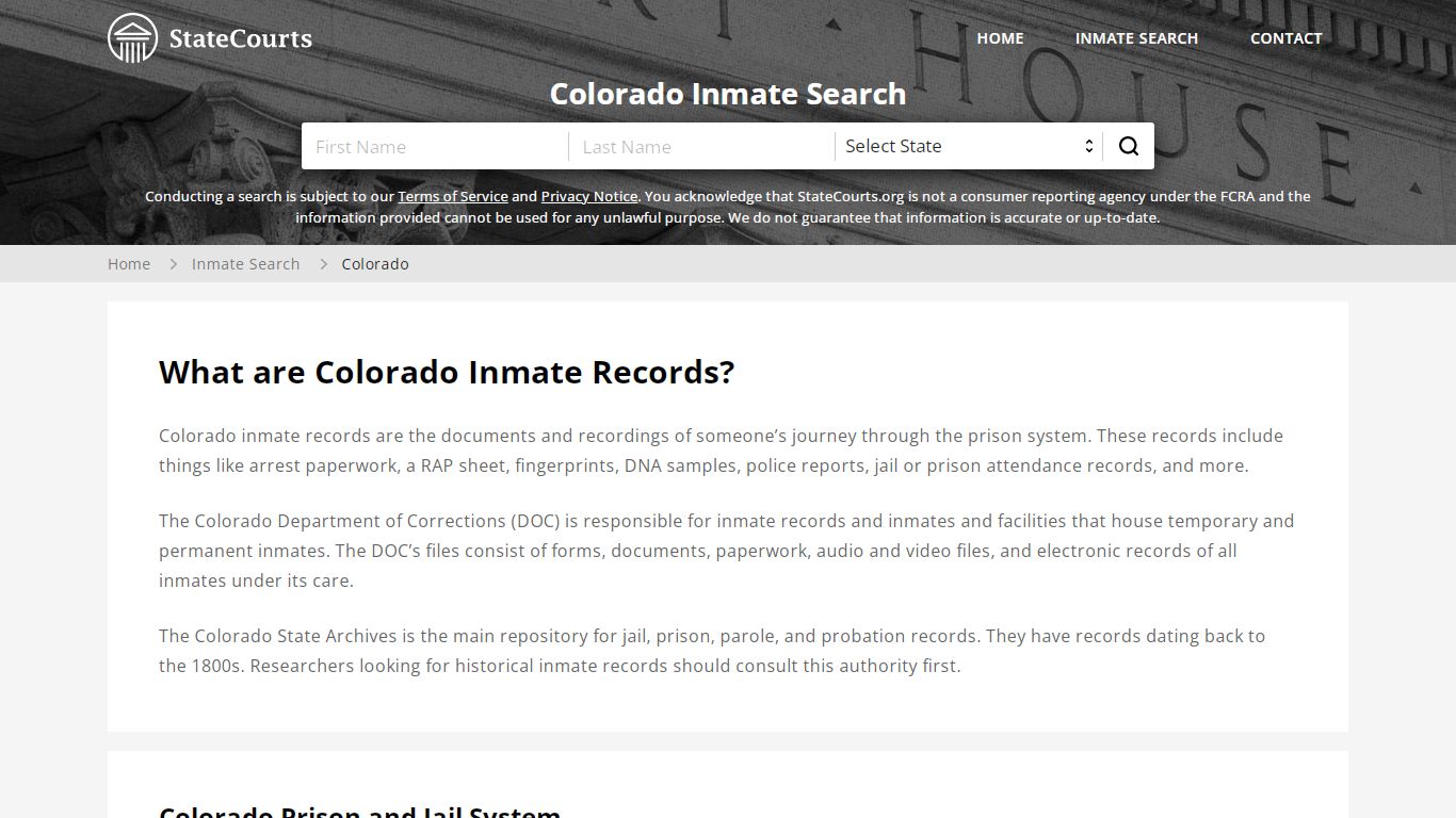 Colorado Inmate Search, Prison and Jail Information ...