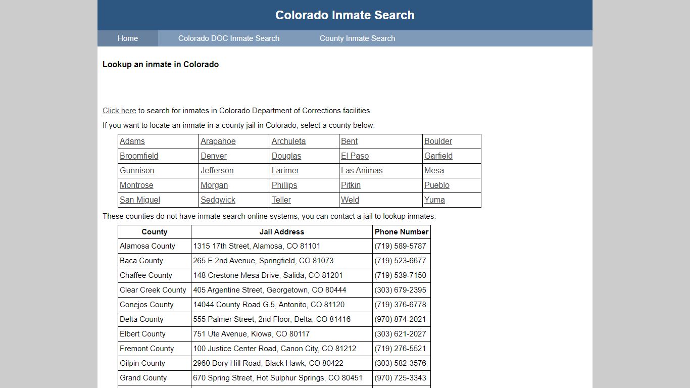 Colorado Inmate Search